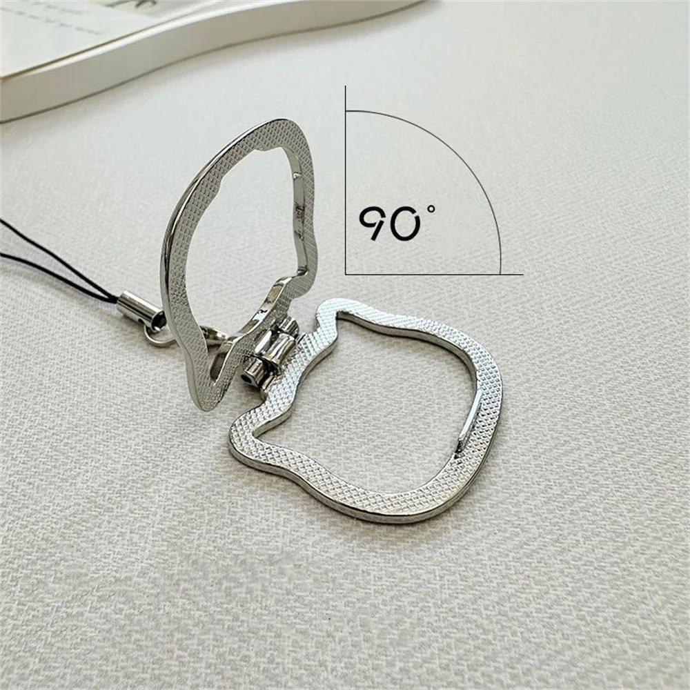 Cute Cat Shaped Phone Holder Lanyard Keychain Phone Holder Stand Folding Kickstand Foldable Kickstand Desktop Cellphone Stand