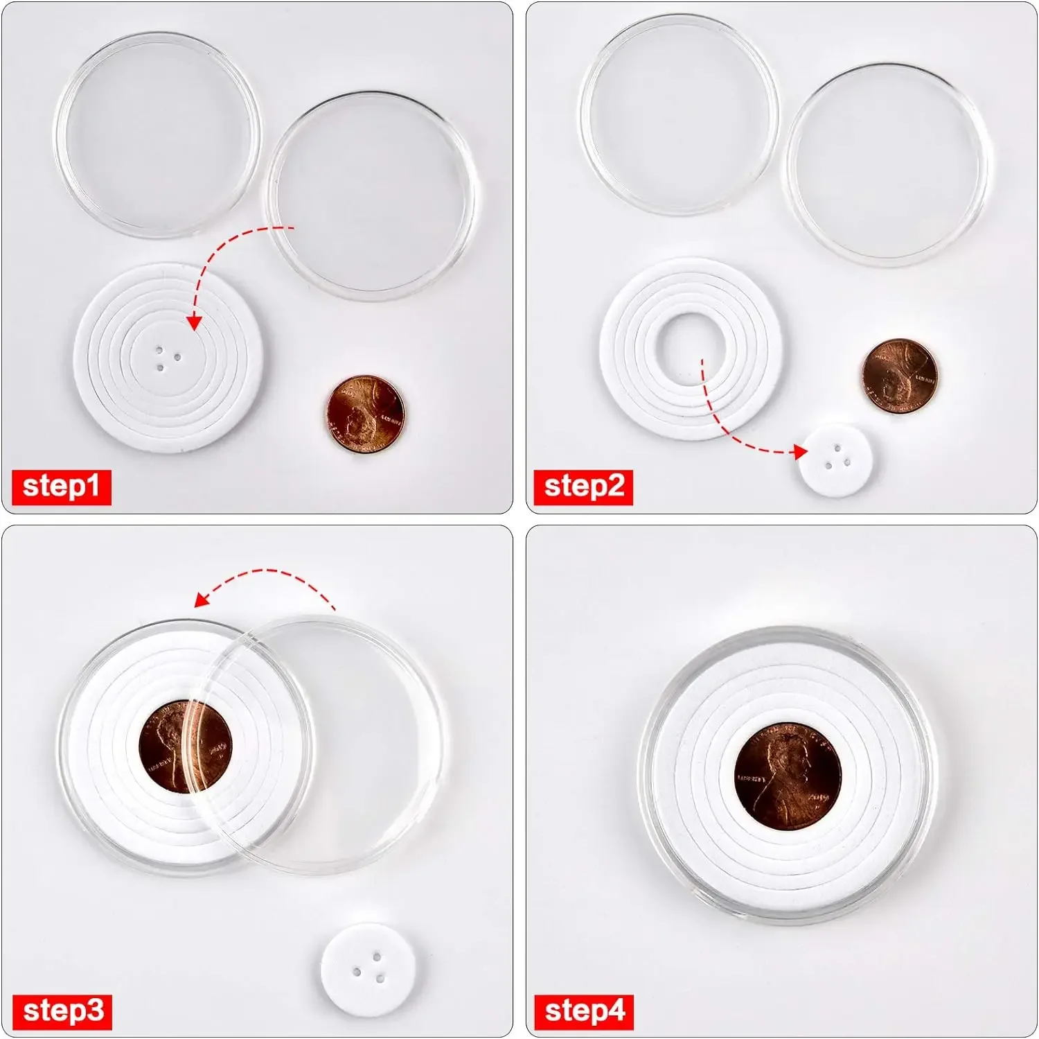 84 Pieces 46 mm Coin Capsules, with Foam Gasket and Plastic Storage Organizer Box, Supplies 6 Sizes (20/25/27/30/38/46mm)