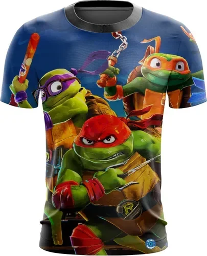Trendiges und Modisches Neues Ninja Turtles Hochwertiges Trockenes 3D-Druck T-Shirt mit Rundhalsausschnitt in Übergröße