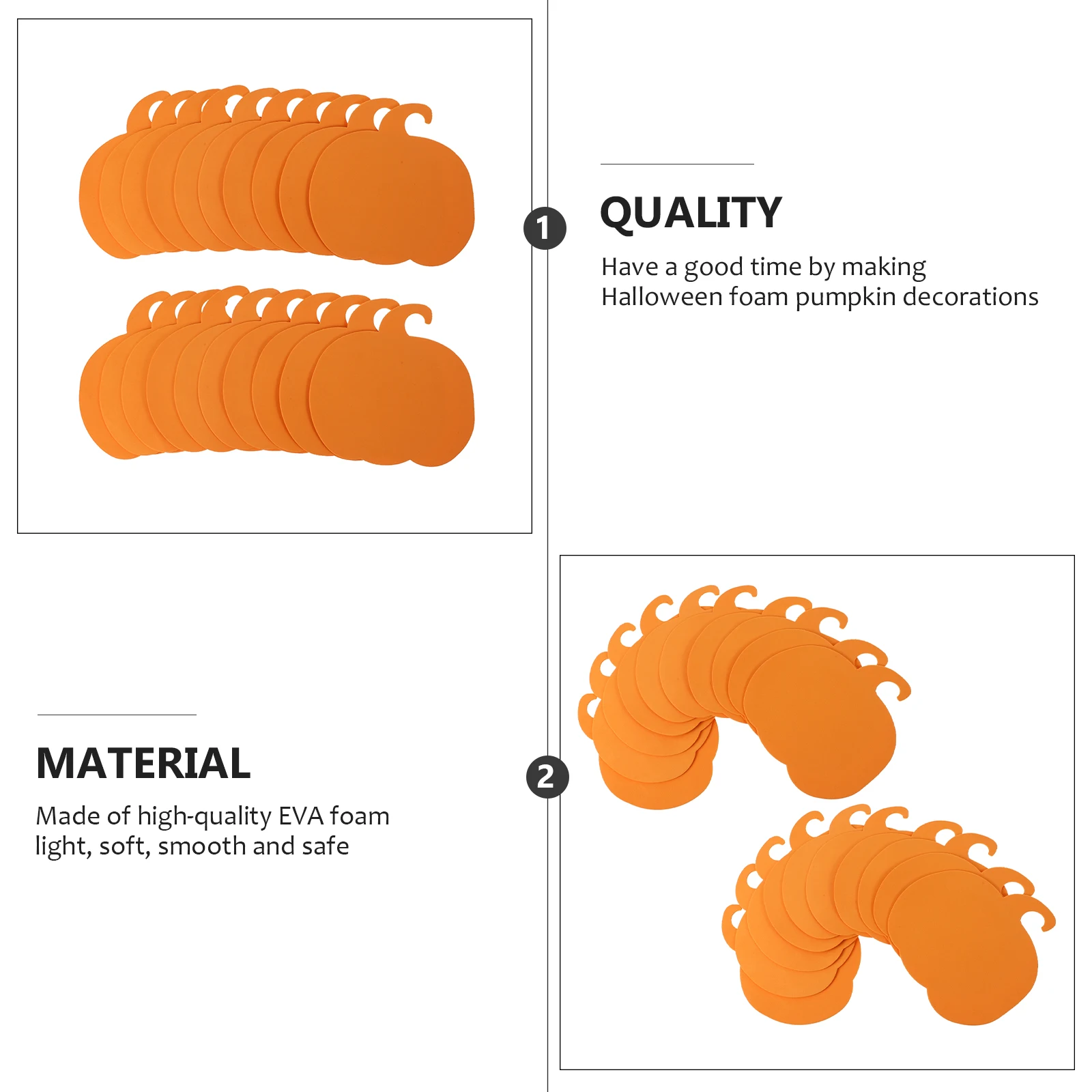 

20 PCS Crafts Pumpkin Decoration Kit Board Blank Ornament Foam DIY Party Supply Orange Child