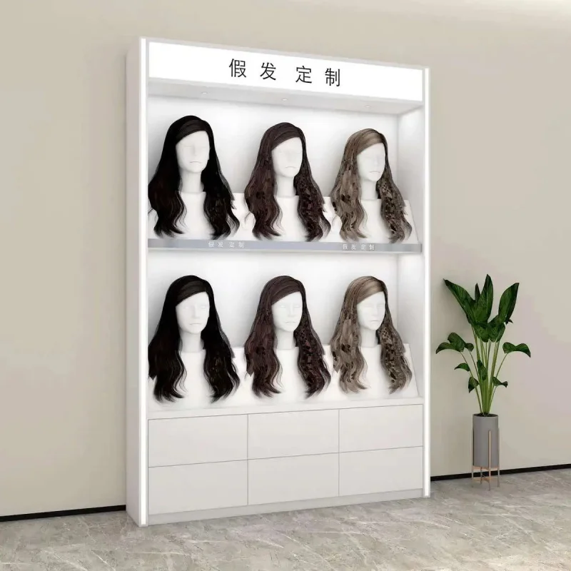 custom.Hair Extension Display Stand Cabinet Wig Display Rack Holder Hair Salon Shelf Wig Shop Display Furniture view 5