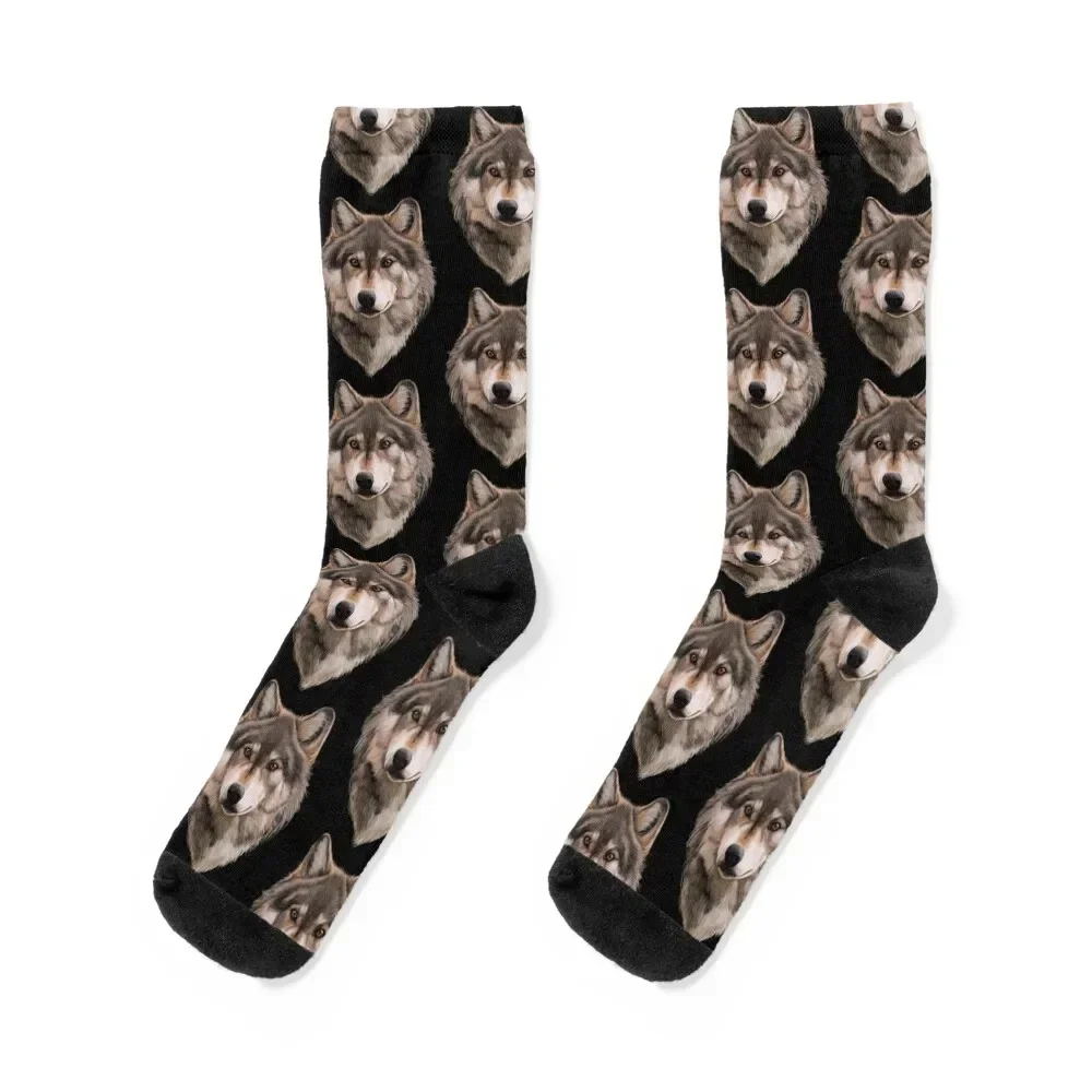 

Furry Brown Wolf Serious Face Socks football valentine gift ideas Man Socks Women's