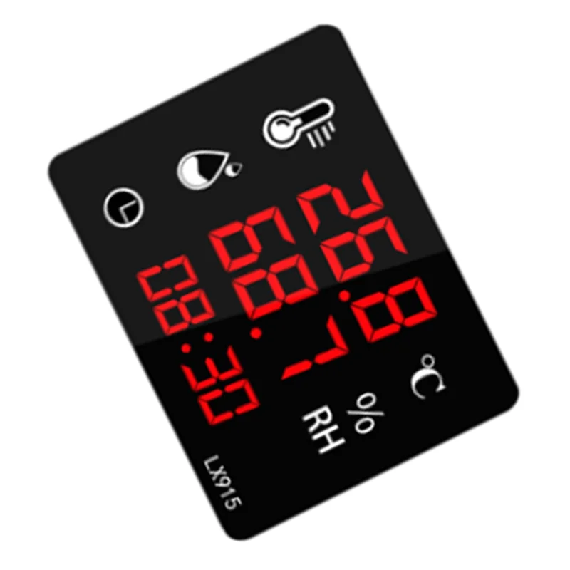 Tampilan Waktu Termometer Suhu dan Kelembapan Digital Layar LED Penggunaan Ganda Presisi Tinggi LX915-AAAE