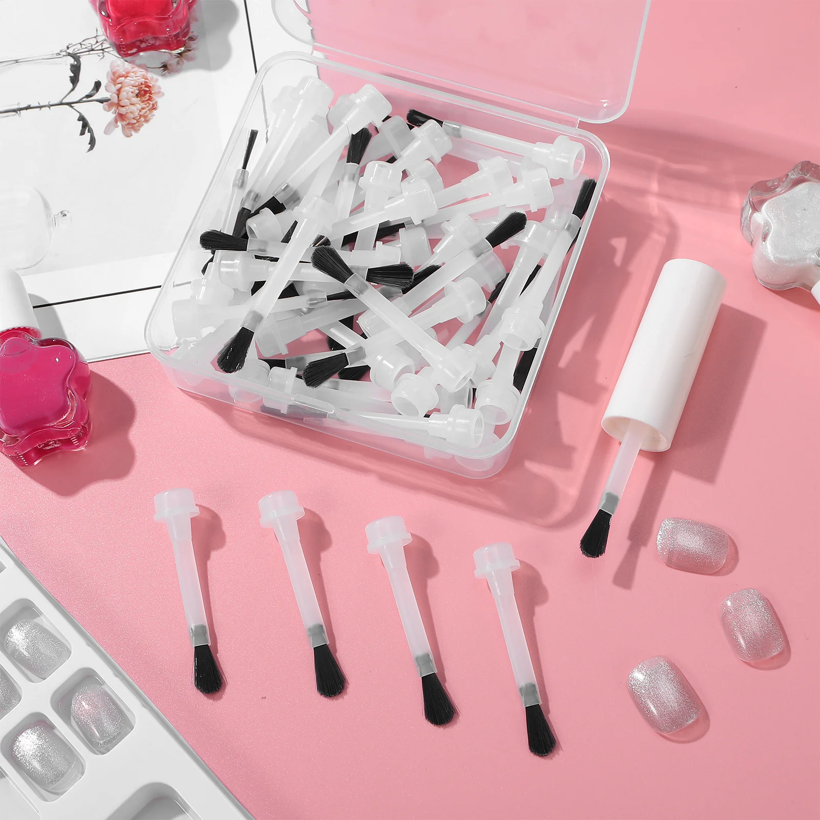 50 Uds. De pinceles desechables para esmalte de uñas, mango ergonómico, aplicación uniforme precisa, cepillo de repuesto para esmalte de uñas en Gel para manicura