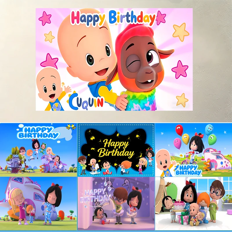 Feliz Cumpleaños, Fondo de Dibujos Animados de Cleo y Cuquin, Decoración para Fiesta de Cumpleaños Infantil, Pancarta, Regalos para Fiesta de Bebés, Accesorios para Fotos