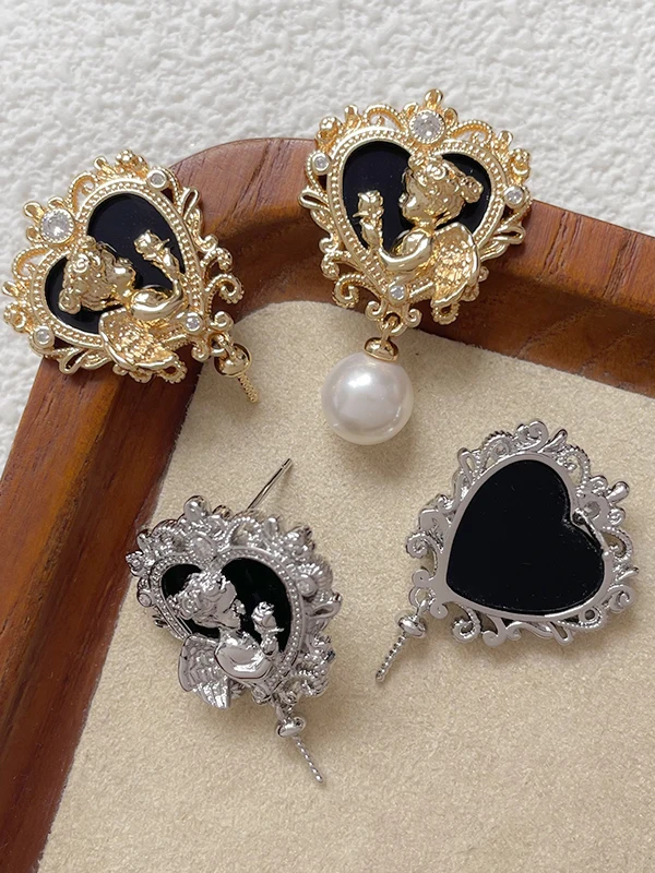 

Серьги-гвоздики ручной работы с бриллиантами и жемчугом, позолоченные 8К золотом, с резным дизайном, модные ювелирные украшения