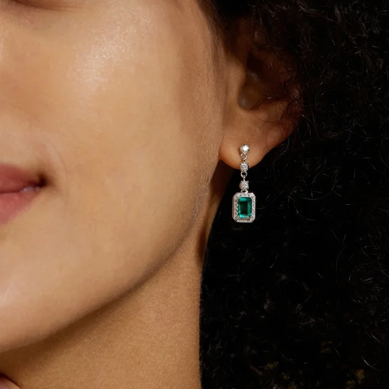 Cultivated Emerald Colorful Treasure Earrings for Women 18K Gold PT950 Platinum Full Inlaid Colorful Treasure High-end Earrings