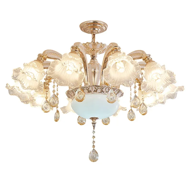 

European chandelier, living room light facing down, atmospheric household hall light, simple European dining room