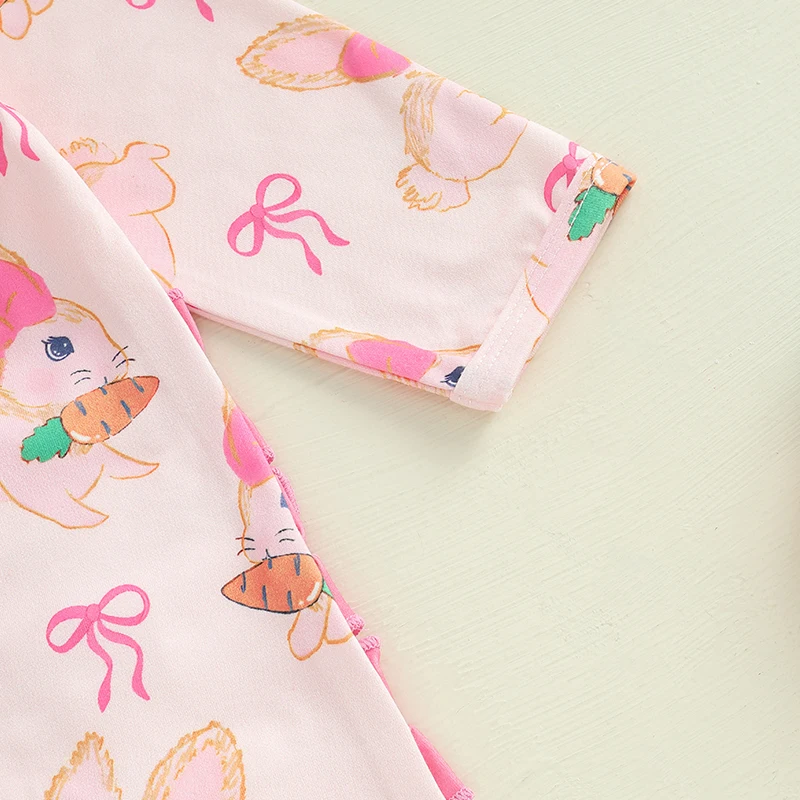 رومبير ربيعي مزين بالزهور للفتيات الصغيرات بأكمام مكشكشة وعصابة رأس متطابقة للاحتفال بعيد الفصح #2