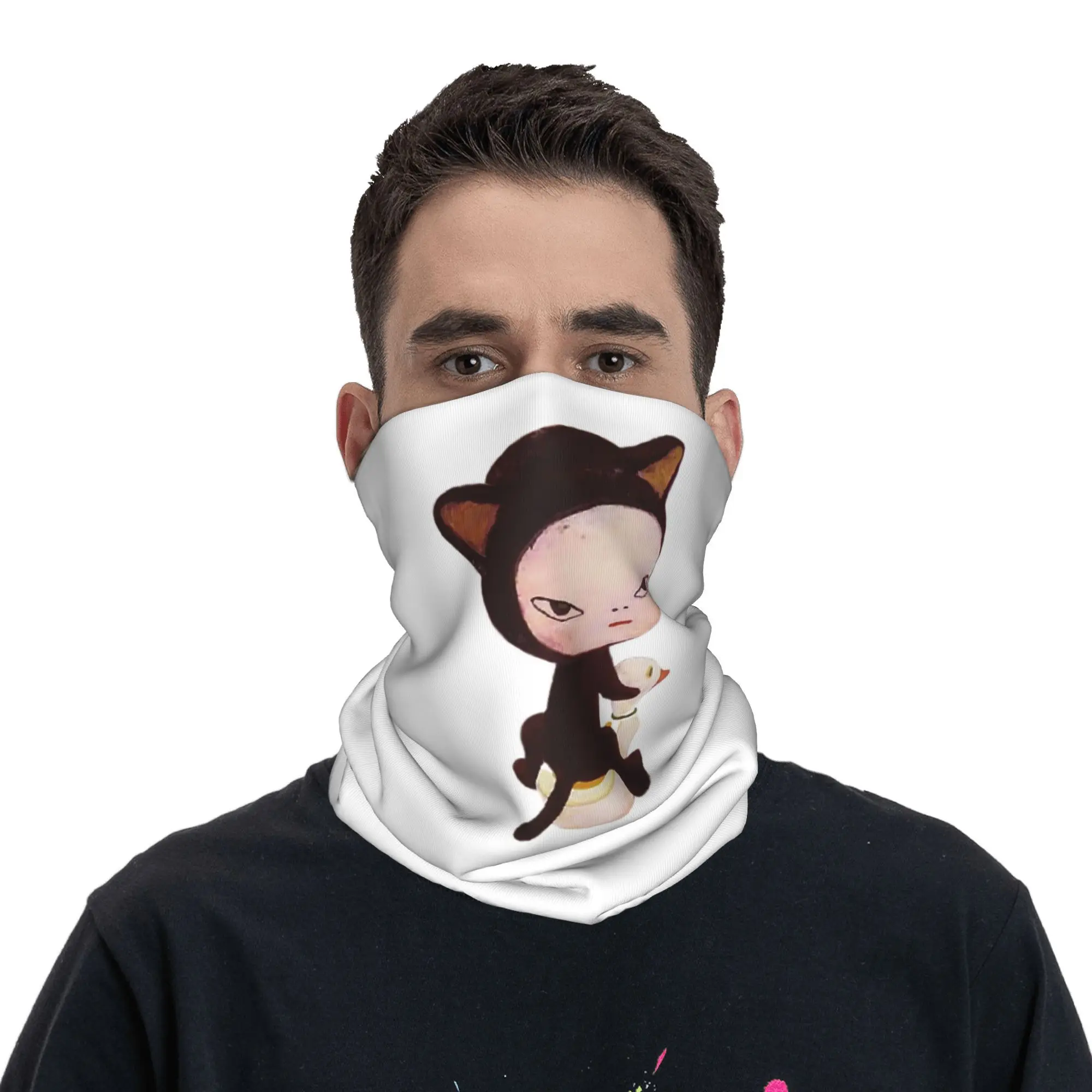 Yoshitomo نارا باندانا غطاء الرقبة المطبوعة التفاف وشاح متعدد الوظائف أغطية الرأس ركوب الخيل للجنسين الكبار كل موسم