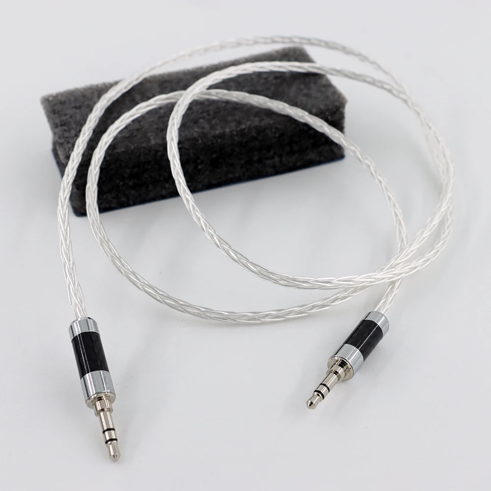 Singolo cristallo placcato rame argento sterling 3,5 paia di cavo di registrazione febbre AUX cavo audio per telefono cellulare per auto in carbonio