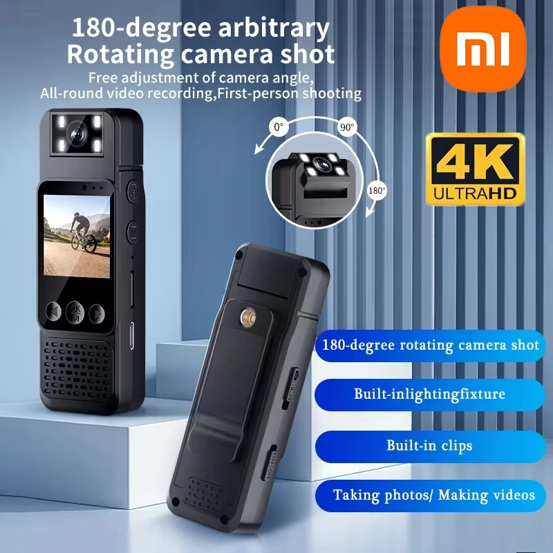 كاميرا Xiaomi للجسم 4K HD DV WIFI مسجل فيديو رقمي صغير محمول جهاز تسجيل الصوت الصغير للخارجية
