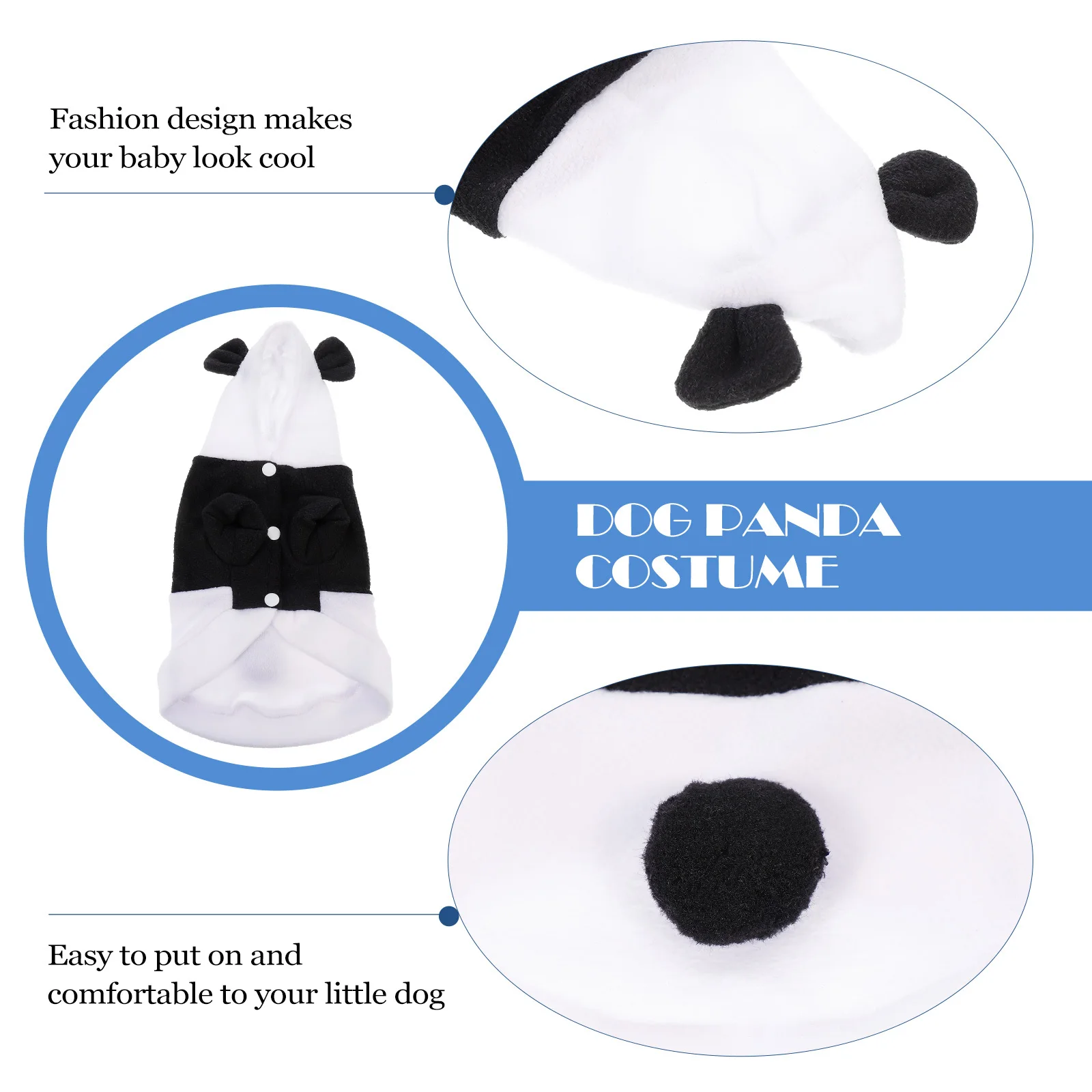 

Panda Costume Dog Dress Pet Clothes Hoodie for Small Dogs Cute Fashionable Outdoor Walking Jogging Activity Easy to Put on