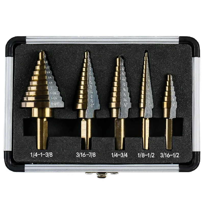 HSS 4241 Cobalt Multiple Hole 50 Sizes Step Drill Set Tools Aluminum Case Metal Drilling Tool for Metal Wood Step Cone Drill Bit