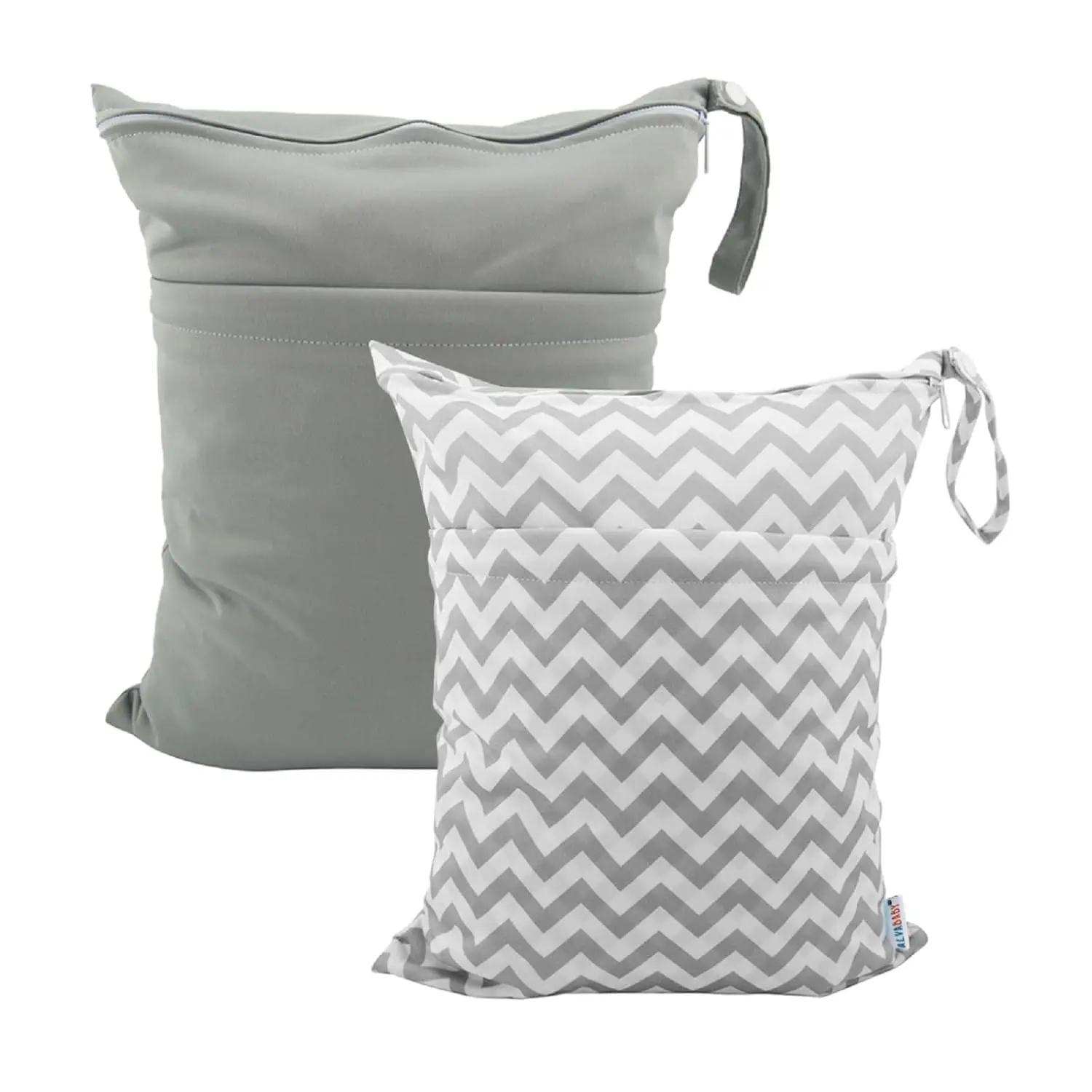 Waterproof Wet Dry Bag for Cloth Diapers, Reusable with Two Zippered Pockets for Travel Beach Pool Daycare