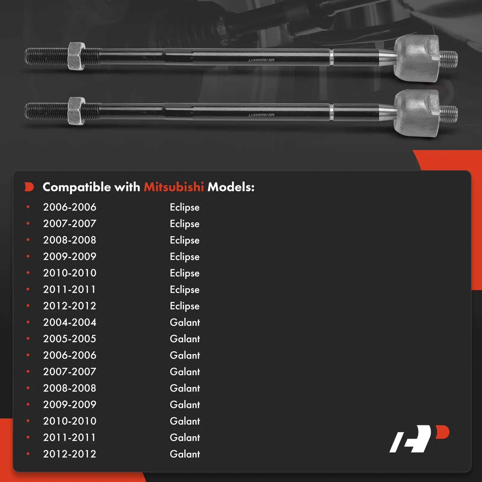 A-Premium 2x Front Inner Tie Rod End for Mitsubishi Eclipse 2006-2012 Galant 2004-2012 MEV800045