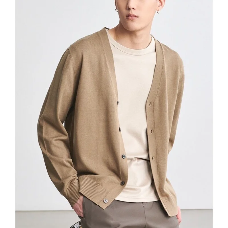 

Men's Clothing Autumn Winter Long Sleeve Tops T-Shirts V-neck Versatile Fashion Comfortable Popularity Simple Solid Color Coat
