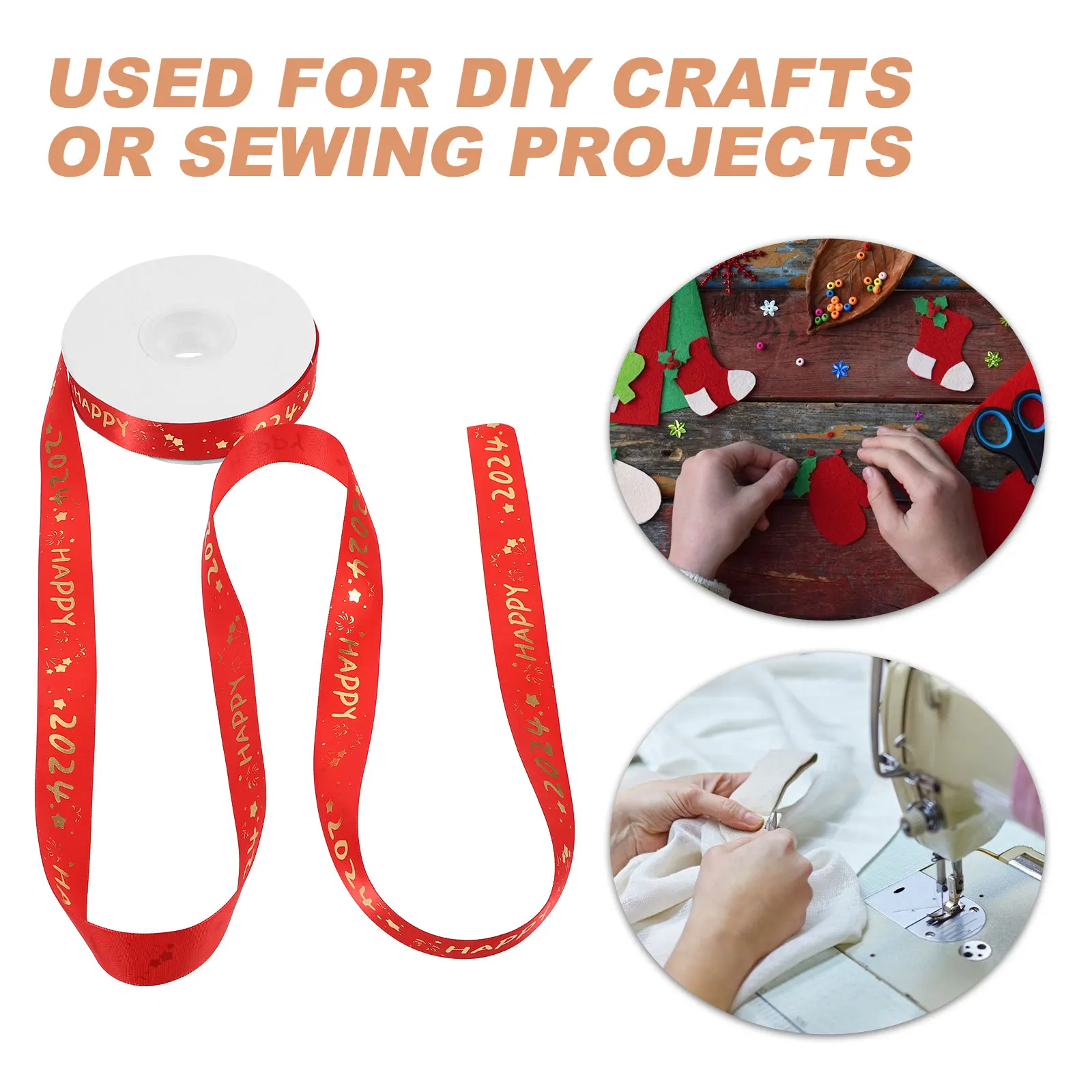 

New Year Decorative Ribbon Bright Color Lightweight Cloth Ribbon for Gift Wrapping DIY Craft and Present Decoration