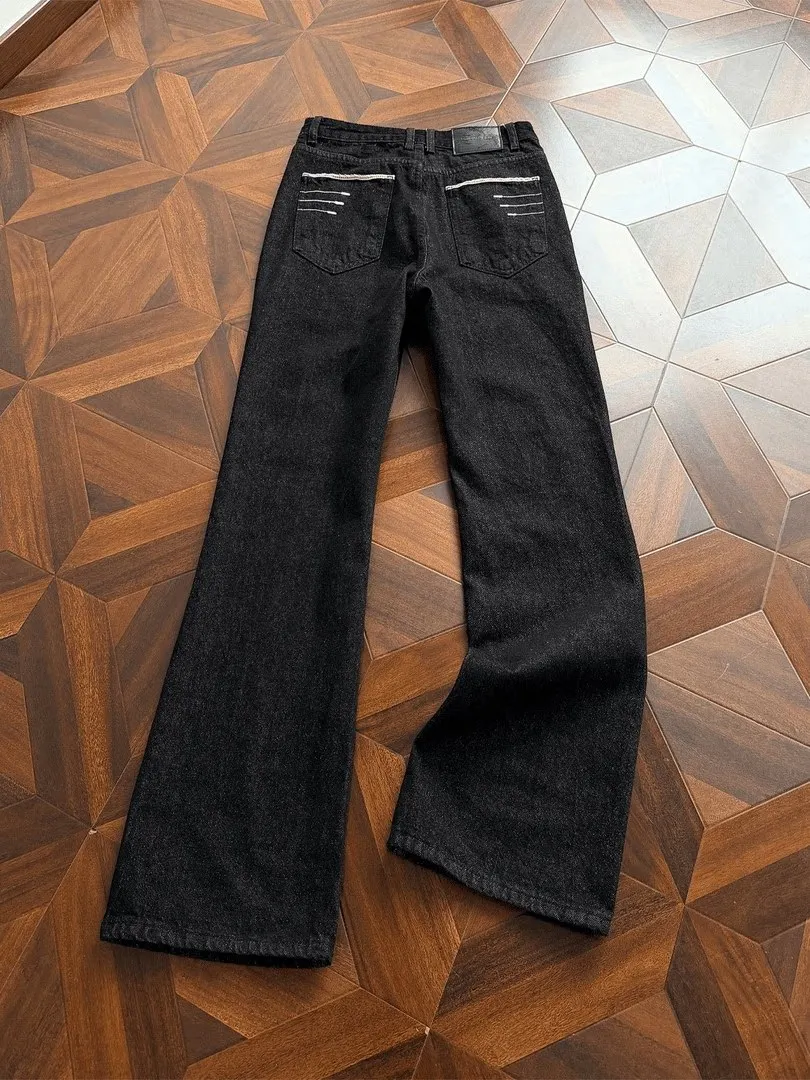 

Cleanfit Slim Straight Jeans Men's Original Denim Embroidered Mid-Waist Four-Line Bootcut Pants Straight Tube Trousers