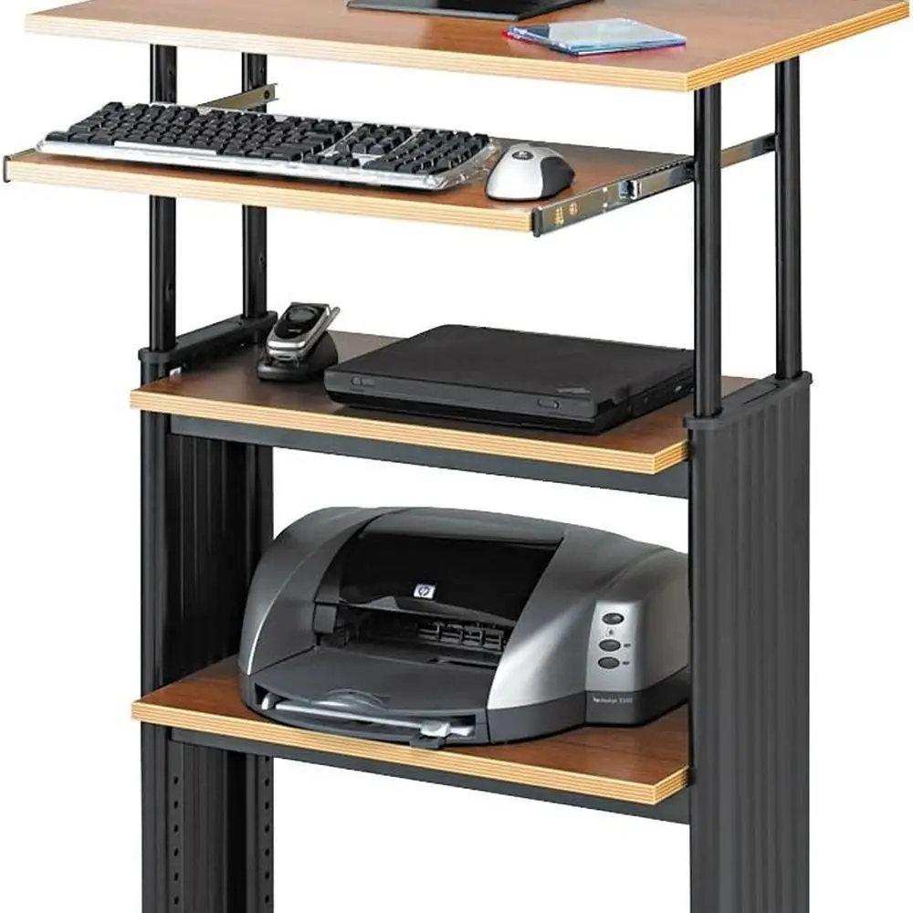 

Эргономичный стол с регулируемой высотой и двуколесными роликами для удобных стоящих и сидящих работ, средний дуб