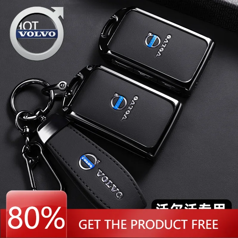 

Emblems 2026 New For Volvo Styling Alloy Leather Car Key Case Cover Holder For Volvo XC40 XC60 S90 XC90 V90 2017 2018 T5 T6 T8 P