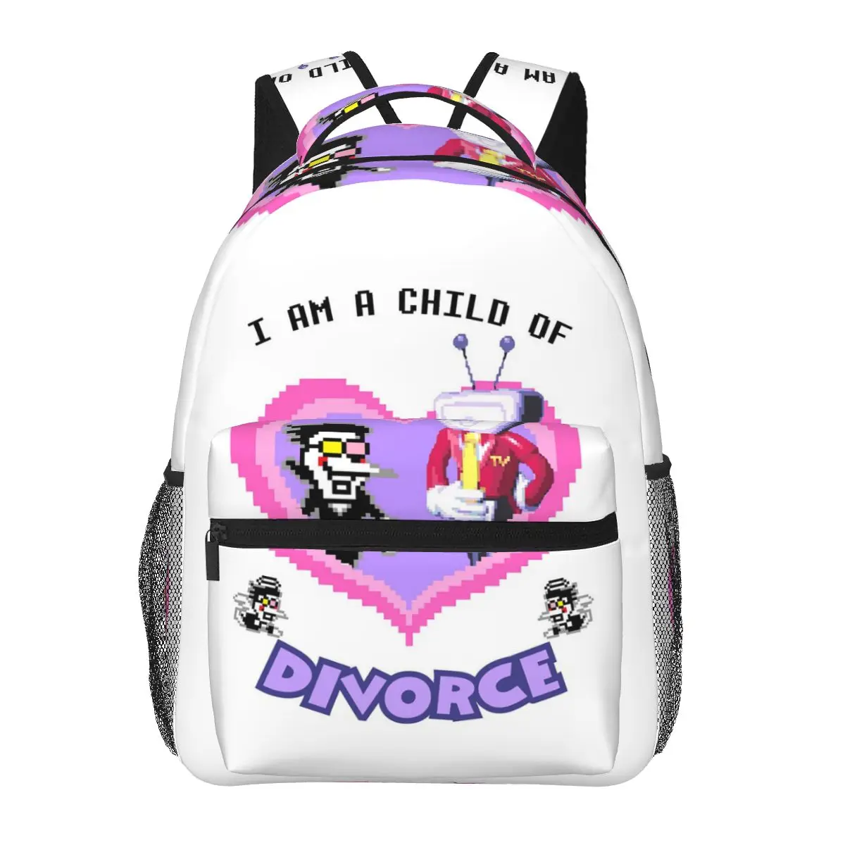 Spamton And Tenna Child Of Divorce Deltarune Game Student Backpack School Bag Daypack for Boys Girls Bookbag Shoulder Bags