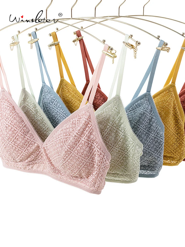 

Сексуальный бюстгальтер из 100% натурального шелка с подкладкой Winsleter, женское кружево без косточек, французское дышащее нижнее белье с треугольными чашками, осень 202, P58932CC