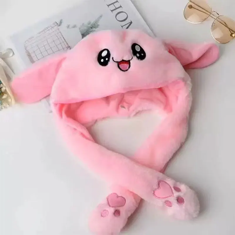 Cute Caps Plush Embroidery Women Hat Gift For Kids Children Girls Boy Wrap Warm Dancing Rabbit Ear Hat