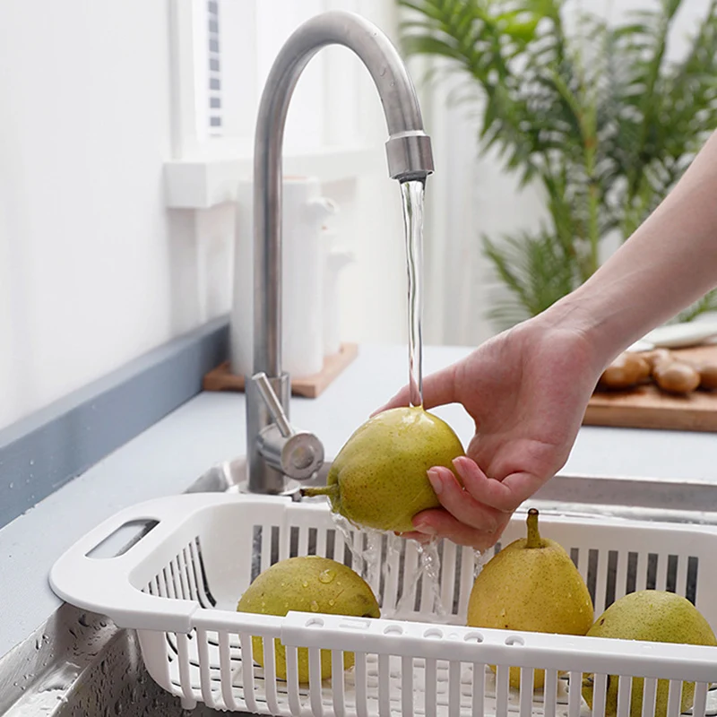 Kitchen Storage Rack Soap Sponge Rack Adjustable Vegetable Drain Basket Sink Rack Retractable Multifunctional Kitchen Tools