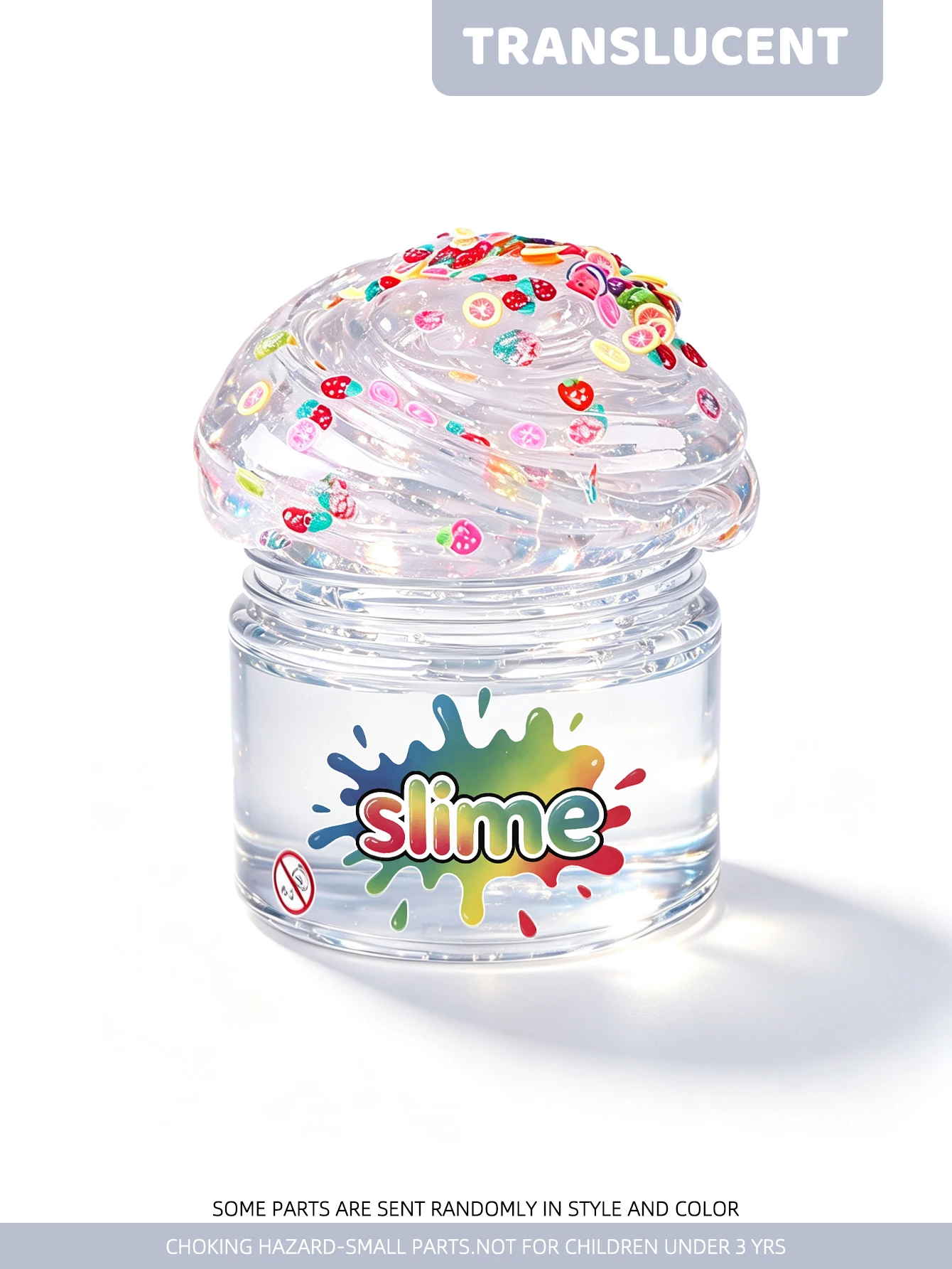 1PC Kids Clear Slime Toy Soft Stretchy with Fruit Slices Charms Stress Relief Party Favor