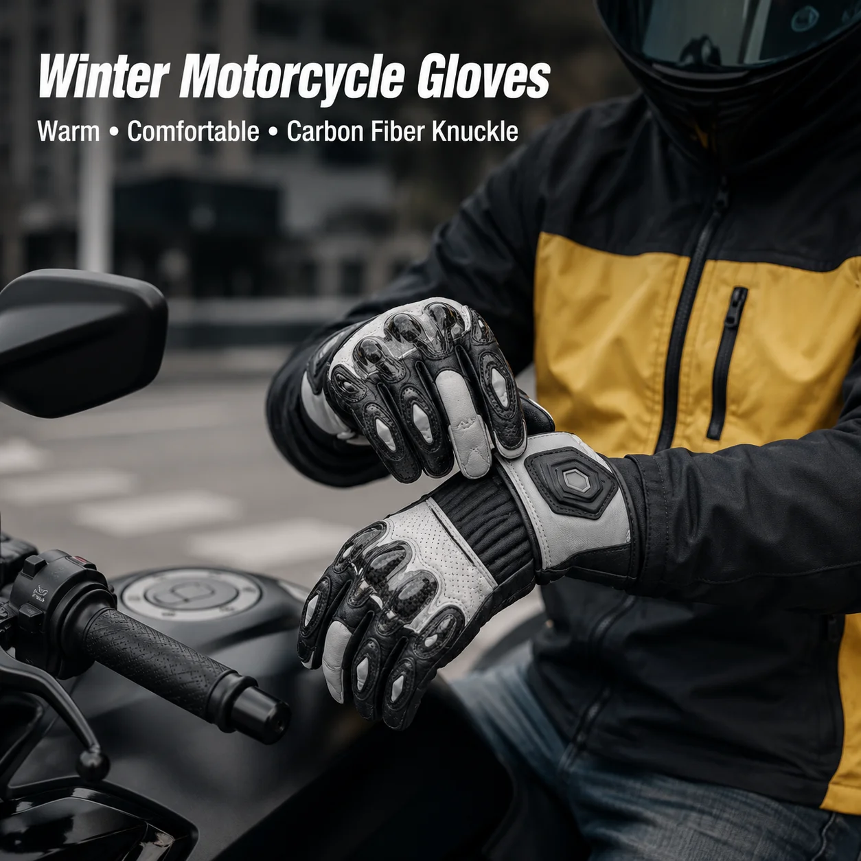 قفازات دراجات نارية شتوية من س - مراجعة Motorcycle Gloves Leather Knuckle وسعره