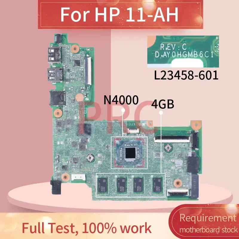 

For HP 11-AH N4000 Laptop Motherboard DAY0HGMB6C1 L23458-601 SR3S1 4GB RAM 11-AH112DX 11-AH161MS Notebook Mainboard