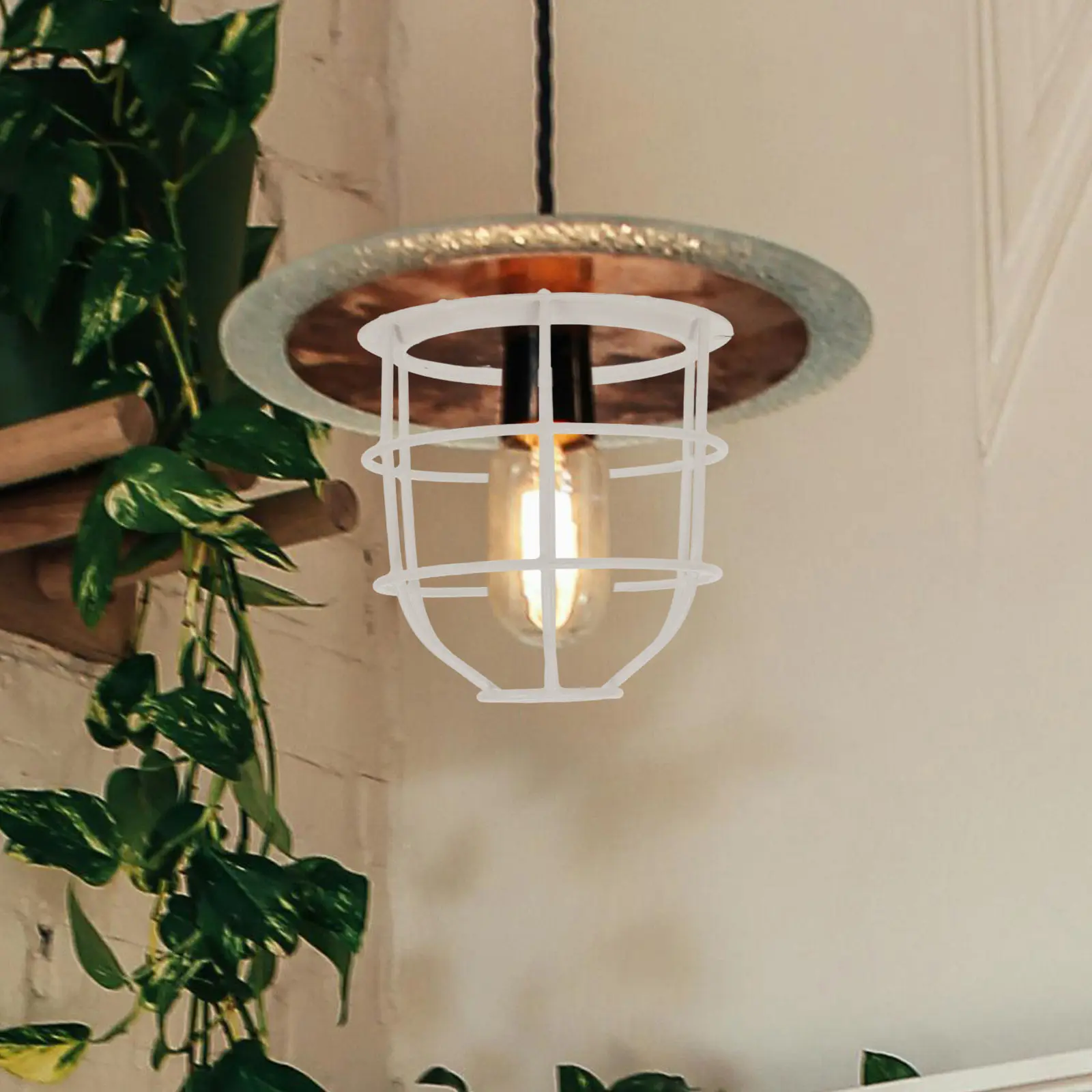 2Pcs Industrial Lamp Guard Iron Wire Protective Light Cage for Signal Lights Bulbs Workshop Factory Warehouse Cafe Home Lamp