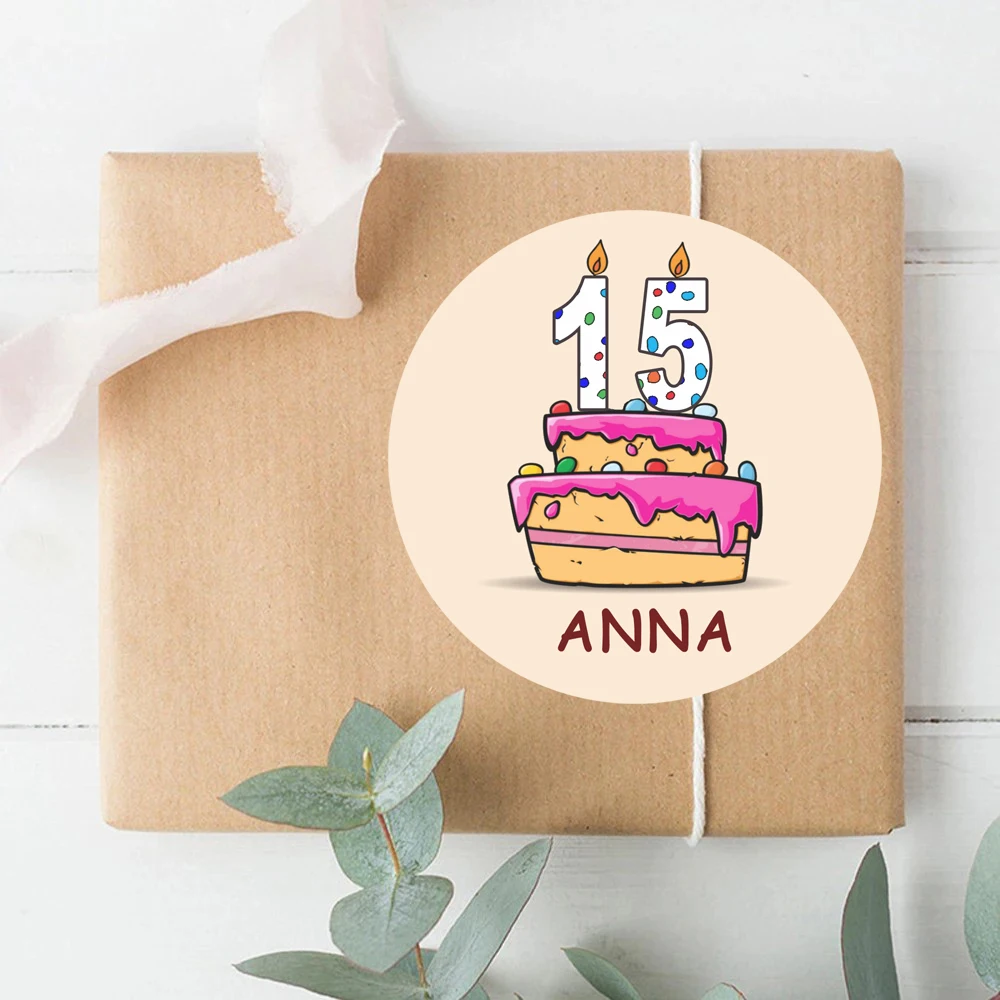 48/96pcs customized personalized name birthday digital stickers, suitable for gift packaging at baptism parties