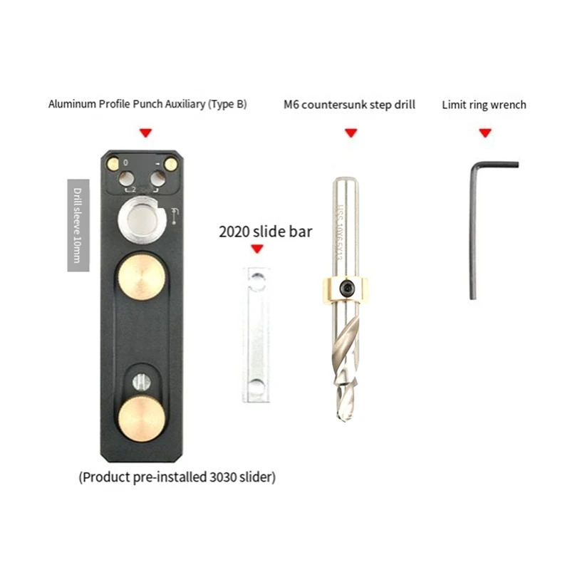 LJL-Track Drill Guide With Sliders Countersunk Step Drill Guide Punch Connection Tool Hole Punching Guide Tools Punch Aid