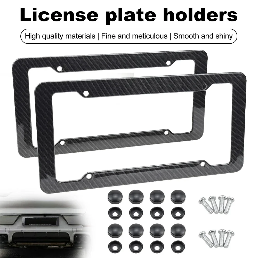 Universal 30*15CM 1/2pcs License Plate Frame Carbon Pattern Plastic License Plate Frame Bracket with Standard Screw Kits Ship