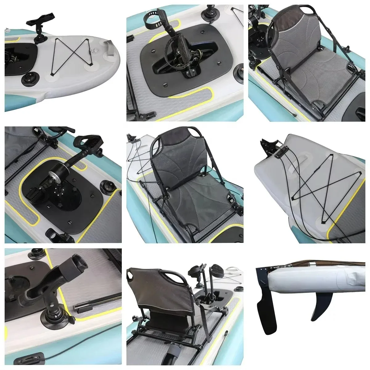 

14ft Inflatable 2-Person Pedal Fishing Kayak with Anti-Leak System And Storage PVC Rowing Boat for River Lake Outdoor Adventure