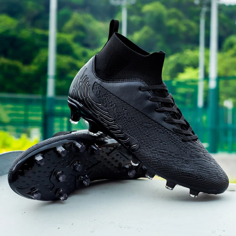 New High-Top Men\'s AG Football Boots Cleats Football Cleats Anti-slip Grass Training Outdoor Soccer Shoes Breathable Sport Sneak