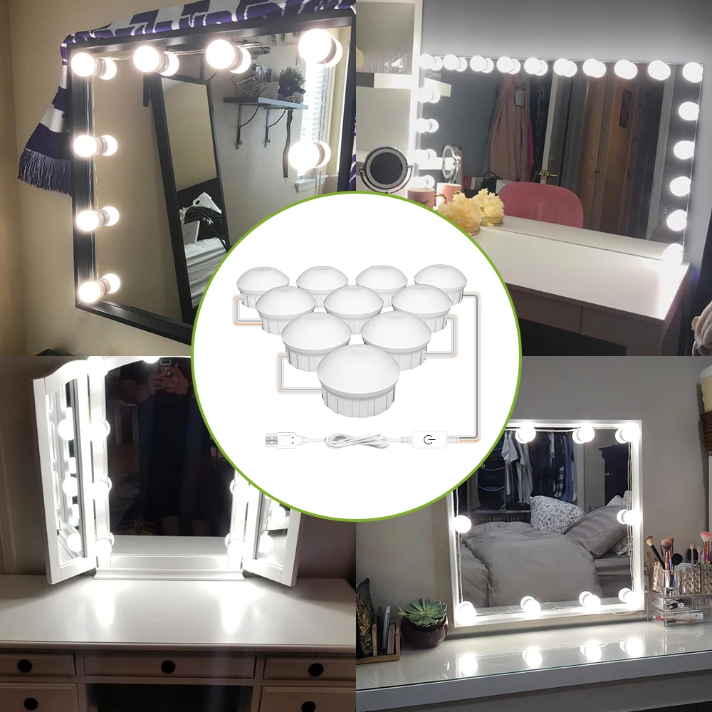LED Mirror Light USB Dressing Table Bulb Bathroom 5V Hollywood 3 Colors Makeup Lamp Dimmable Bedroom Decoration Fill Lighting - view 6