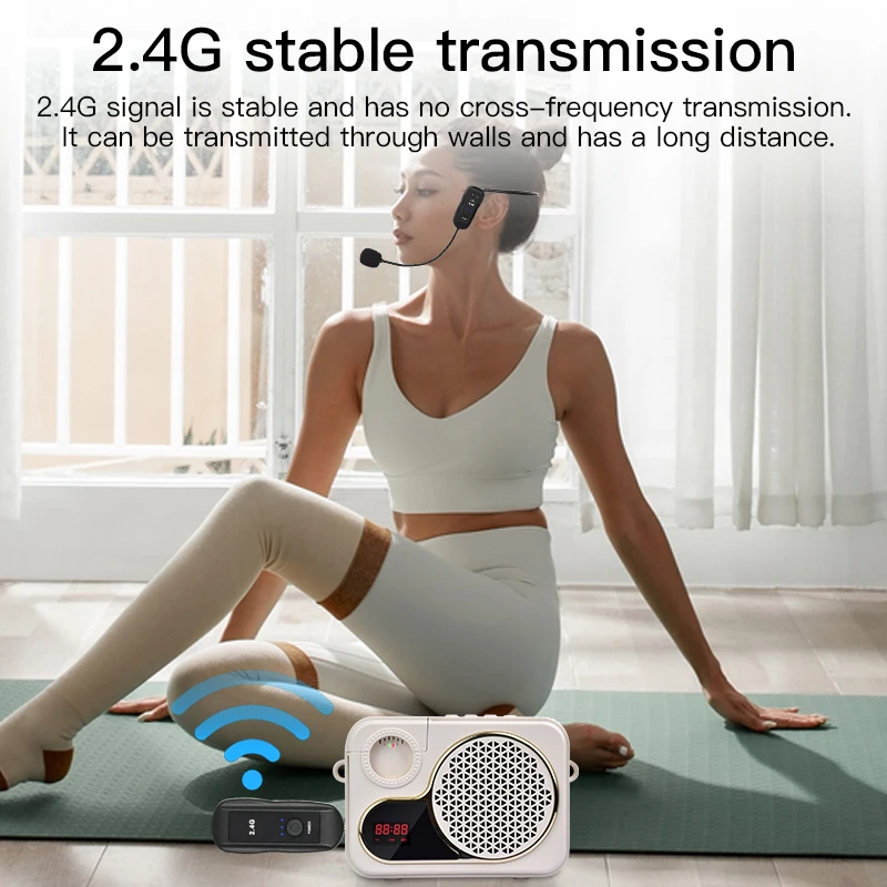 2,4G наголовный беспроводной петличный микрофон, передатчик с приемником для усилителя, голосовой динамик, обучающий гид