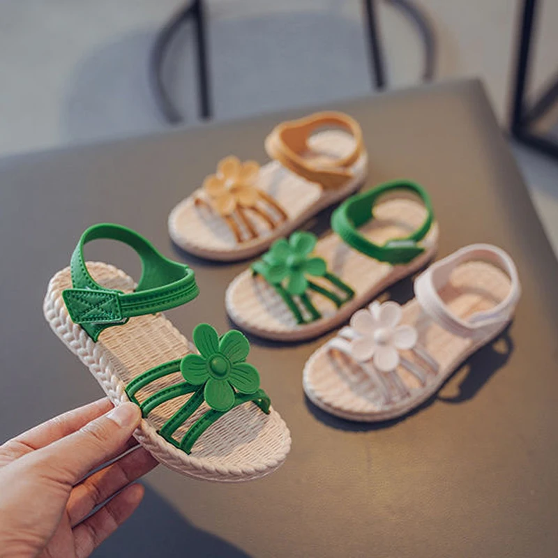 

Princess Girls Sandals Soft Children's Beach Shoes Kids Flowers Summer Sandals Fashion High Quality Sweet Girls Sandals 26-36