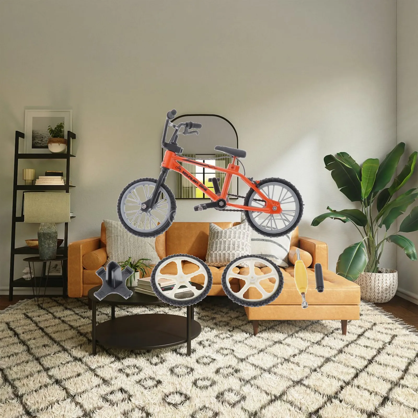 Miniature Alloy Finger Bike Toy Double Pole Desk Gadget Model for Kids Hobbyist Collection