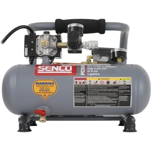 

Senco PC1010 1/2- Horsepower 1-Gallon Matte Finish and Trim Portable Hot Dog Air Compressor, Gray/Red