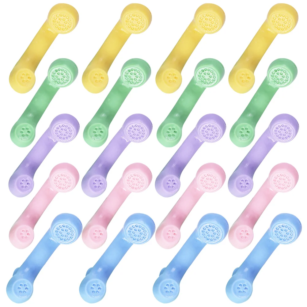 

25 Pcs Tabletop Decor Miniature Phone Replica Tiny Handset Props Ornaments Model Telephone Colored Resin Plastic
