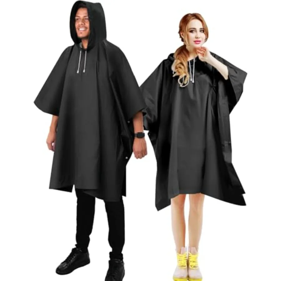 

ANYOO Rain Ponchos for Adult Emergency Raincoats Reusable Hooded Rain Jackets for Men Women 2 pack