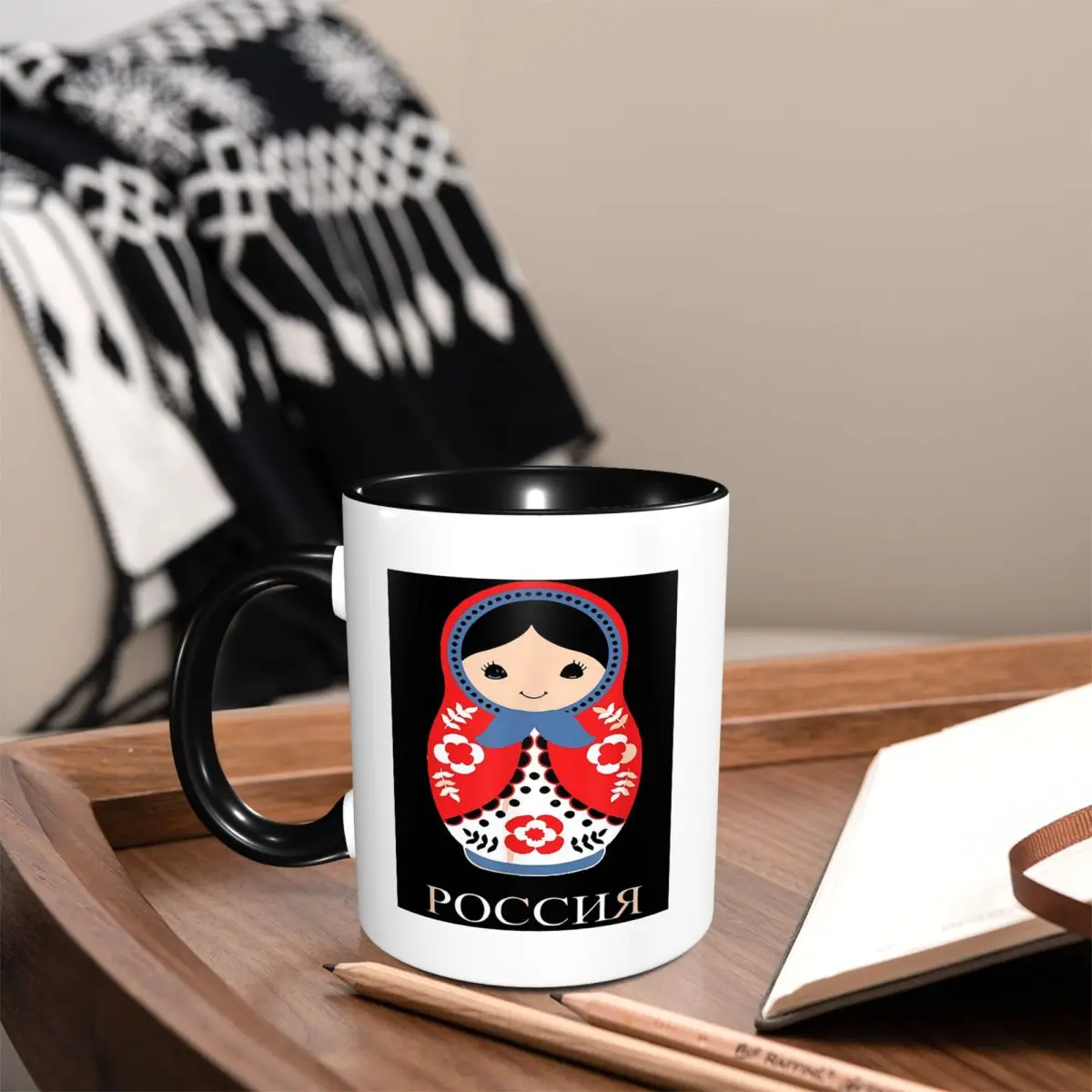 Russian Doll Matryoshka Mug Funny Ceramic Coffee Cups Tea Mugs Milk Cup Drinkware Gifts for Woman Man