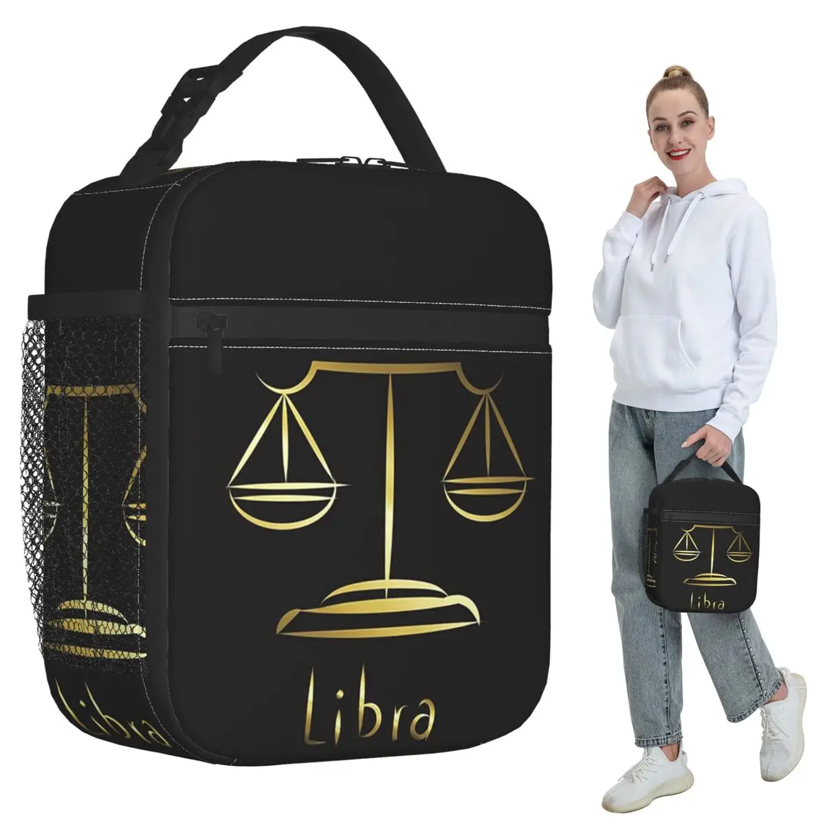 Sac à déjeuner isotherme pour enfants, motif logo de la balance de la justice en or, pour avocats, juristes, fêtes, boîte à repas thermique, sac isotherme pour l'école