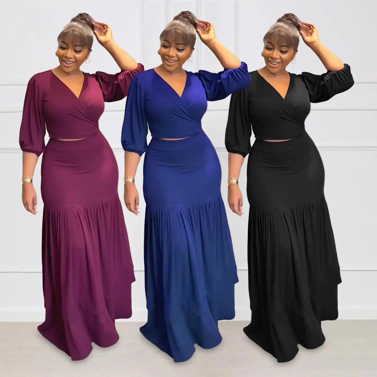 

High Waist Slim Fit Casual Short Top And Half Skirt Commute Style Two Piece Set Elegant Winter Fashion Women's Ensemble