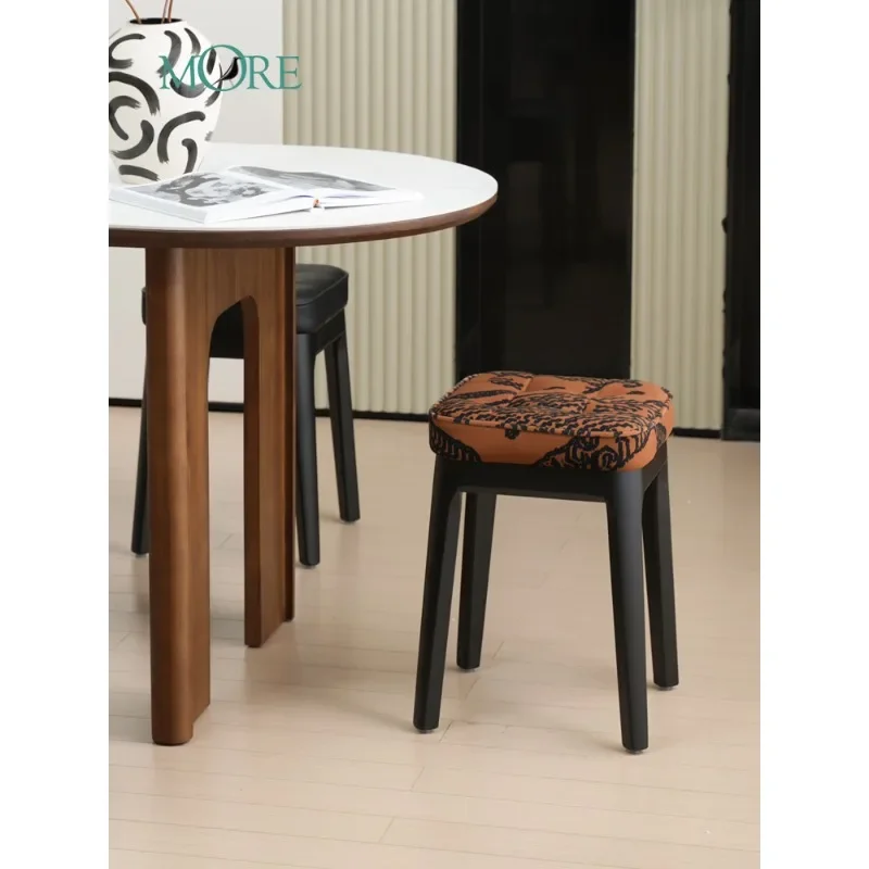 Medieval solid wood stool can be stacked dining table stool small apartment household living room low stool bedroom dressing sto