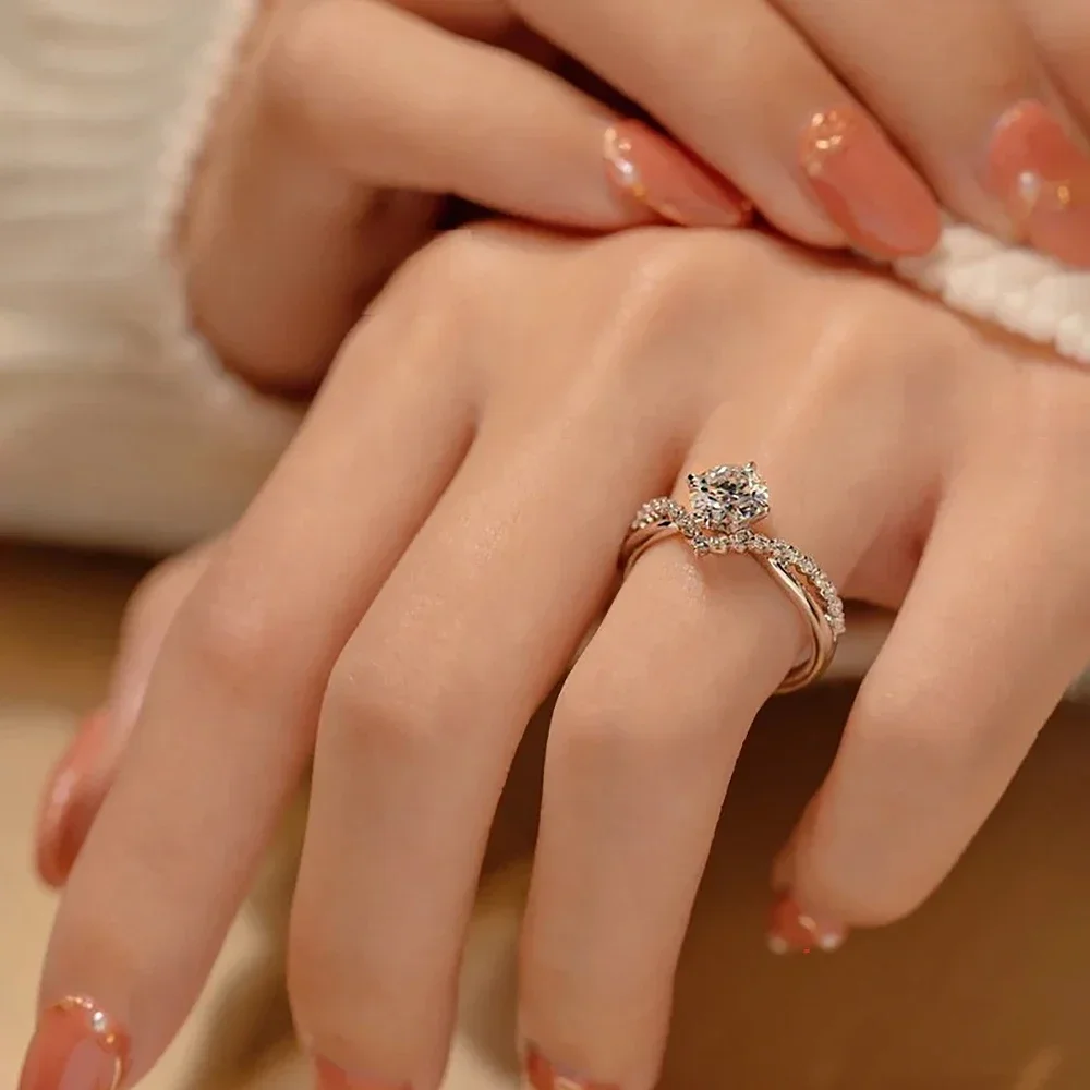 1 Carat 6.5mm Moissanite Diamond Bridal Rings Certified925 Sterling Silver Promise Engagement Ring Wedding Band for Women KUTPF
